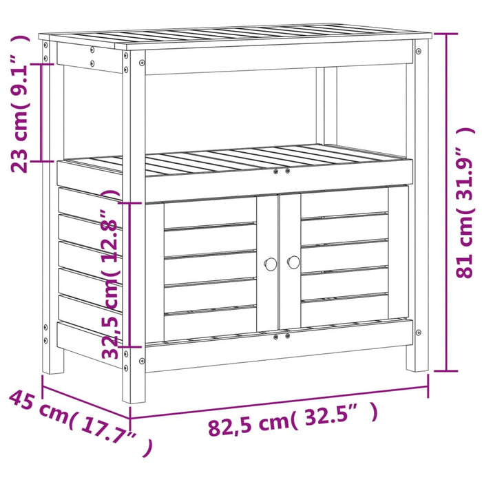 Potting Table with Shelves Brown 82.5x45x81 cm Solid Wood Pine