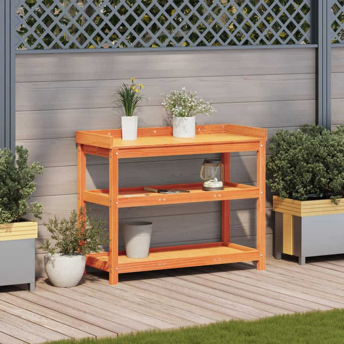 Potting Table with Shelves Brown 108x45x86.5 cm Solid Wood Pine