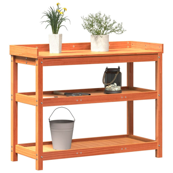 Potting Table with Shelves Brown 108x45x86.5 cm Solid Wood Pine