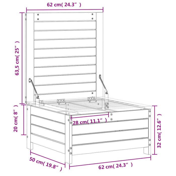 Garden Footstool White 62x63.5x32 cm Solid Wood Pine