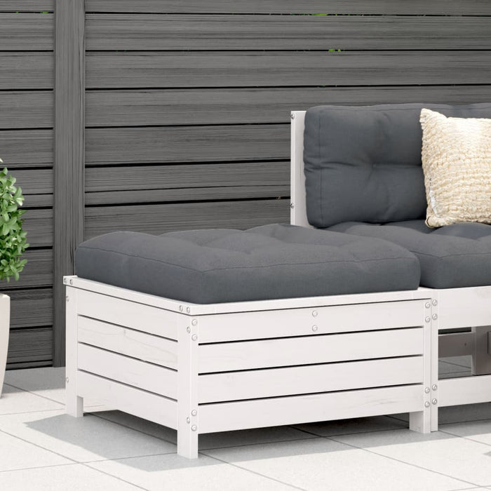 Garden Footstool White 62x63.5x32 cm Solid Wood Pine