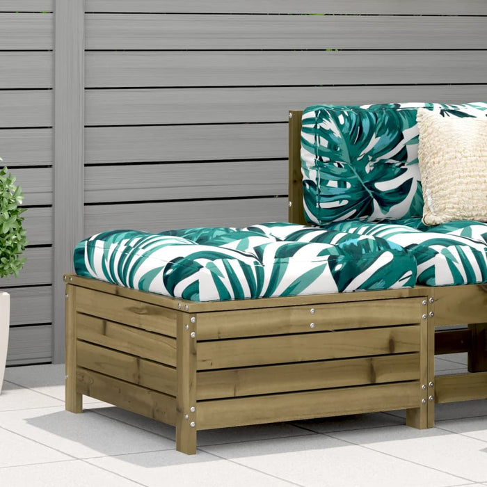 Garden Footstool with Cushion Impregnated Wood Pine