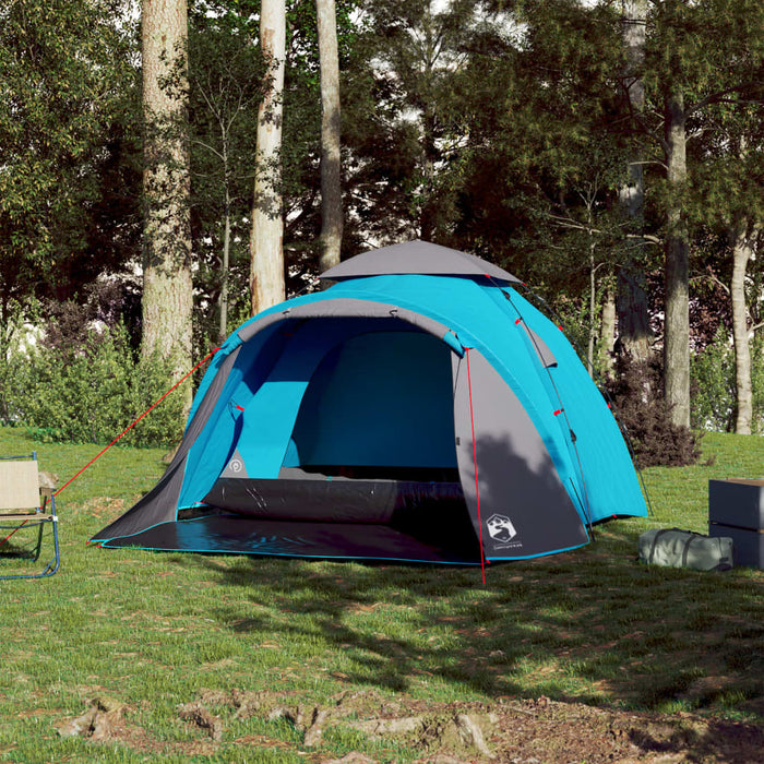 Cort de camping Dome pentru 3 persoane, cu eliberare rapidă albastră