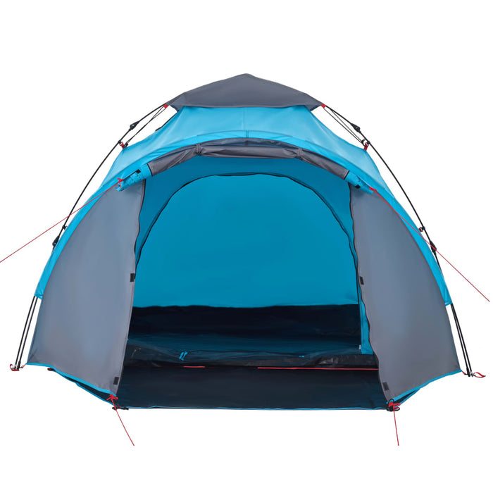 Cort de camping Dome pentru 3 persoane, cu eliberare rapidă albastră