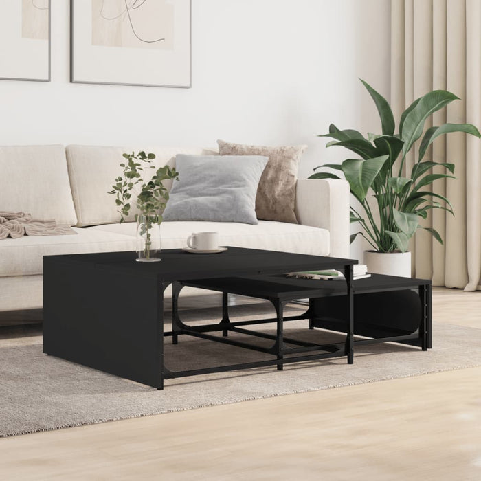 Nesting Coffee Tables 2 pcs Black Engineered Wood and Metal