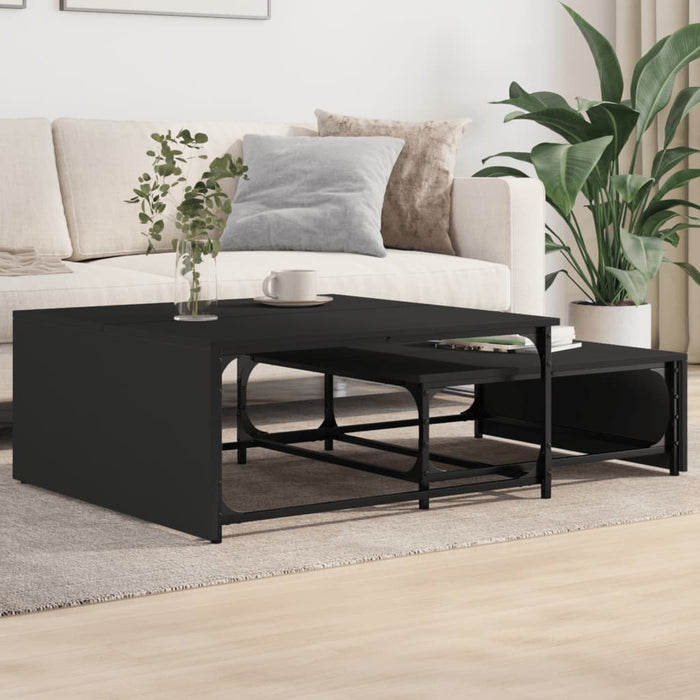 Nesting Coffee Tables 2 pcs Black Engineered Wood and Metal