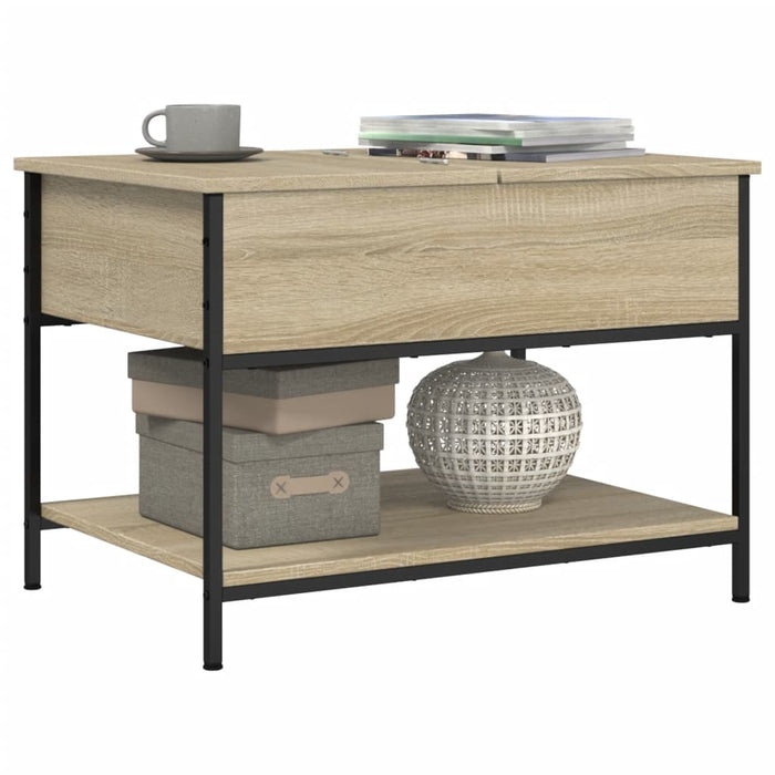 Coffee Table Sonoma Oak 70x50x50 cm Engineered Wood and Metal