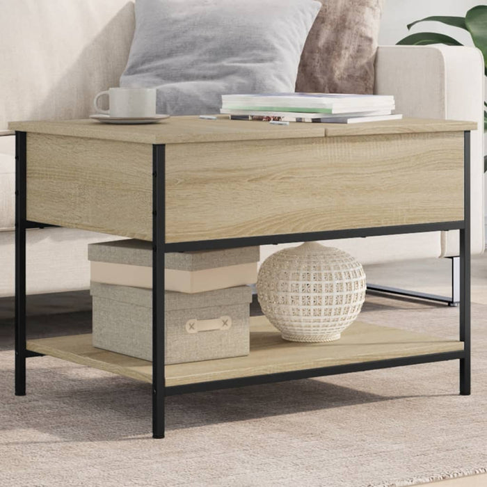 Coffee Table Sonoma Oak 70x50x50 cm Engineered Wood and Metal