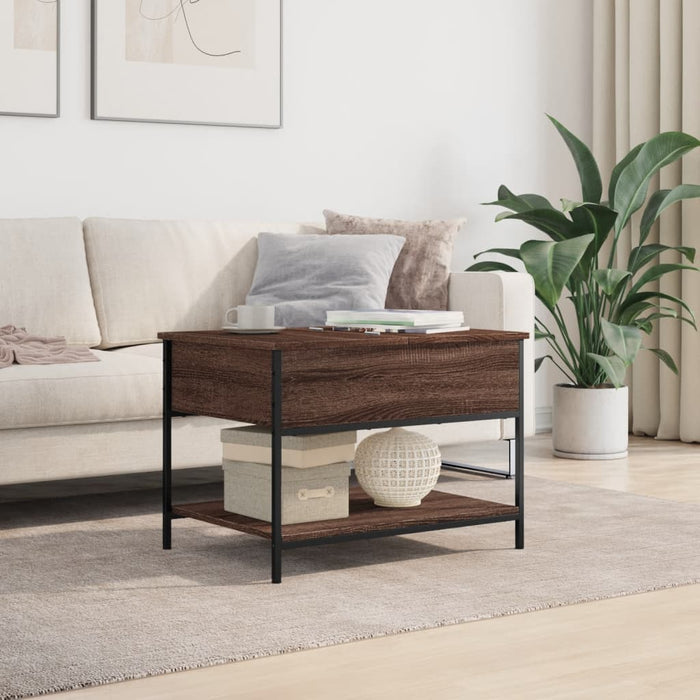 Coffee Table Brown Oak 70x50x50 cm Engineered Wood and Metal