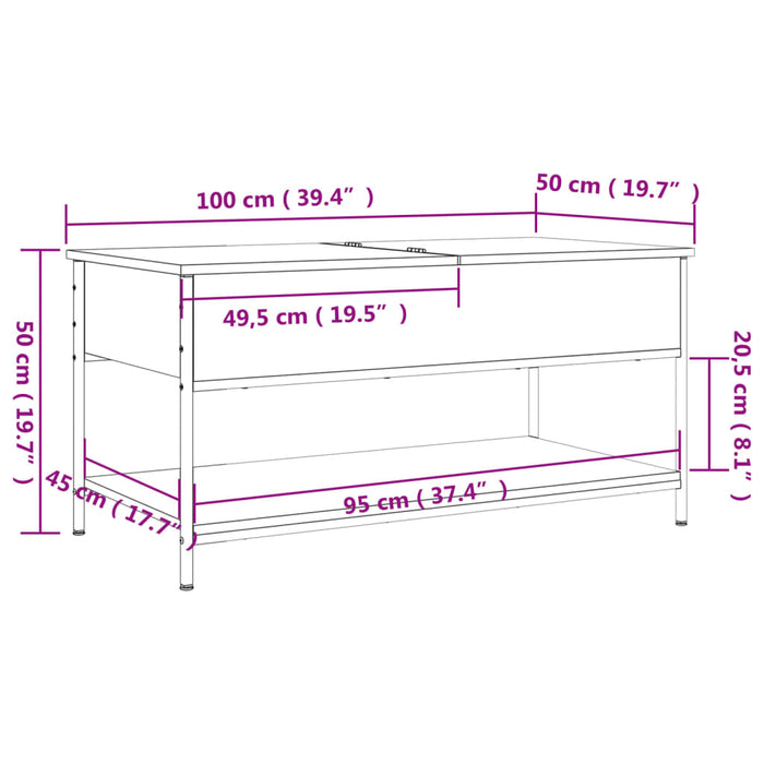 Masuta de cafea Stejar Sonoma 100x50x50 cm Lemn si Metal