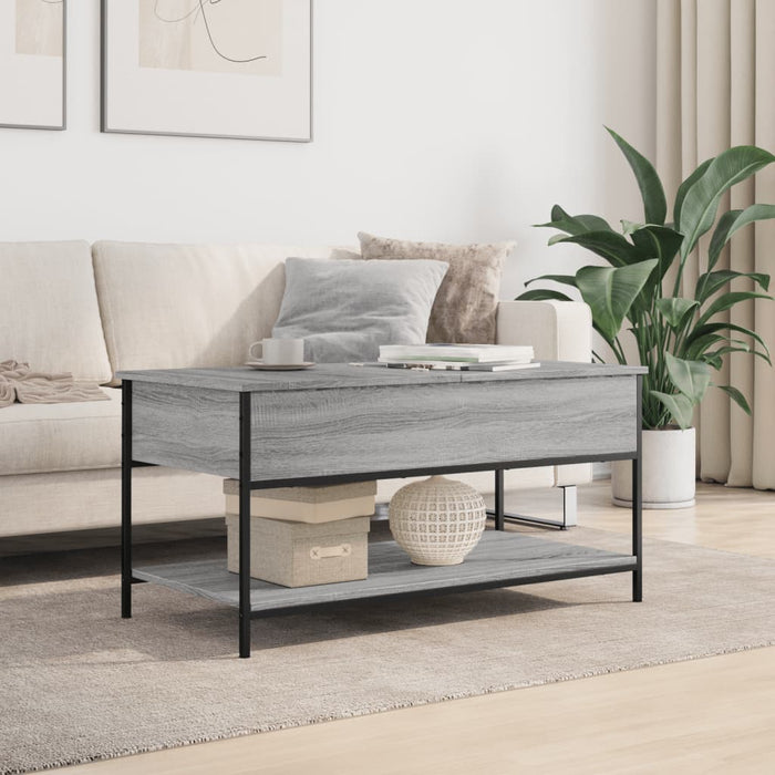 Coffee Table Grey Sonoma 100x50x50 cm Engineered Wood and Metal