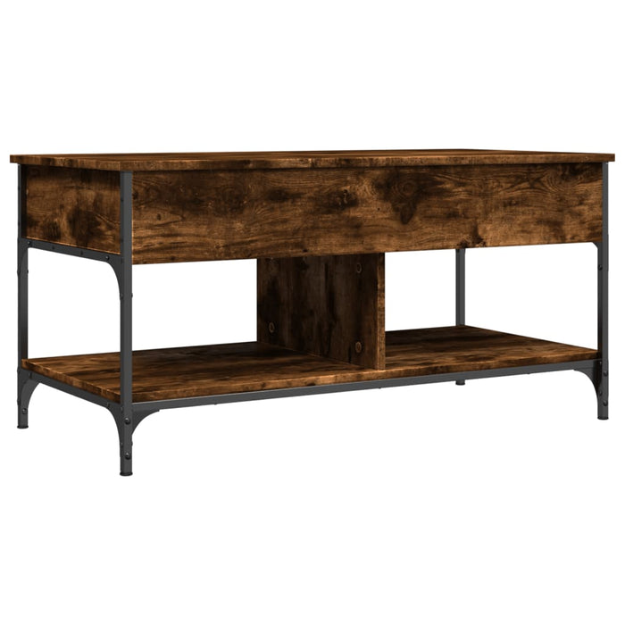 Coffee Table Smoked Oak 100x50x50 cm Engineered Wood and Metal