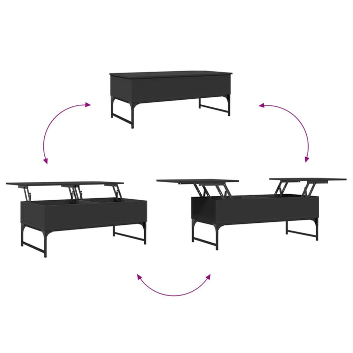 Coffee Table Black 100x50x40 cm Engineered Wood and Metal