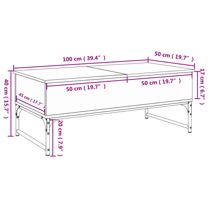 Coffee Table Black 100x50x40 cm Engineered Wood and Metal