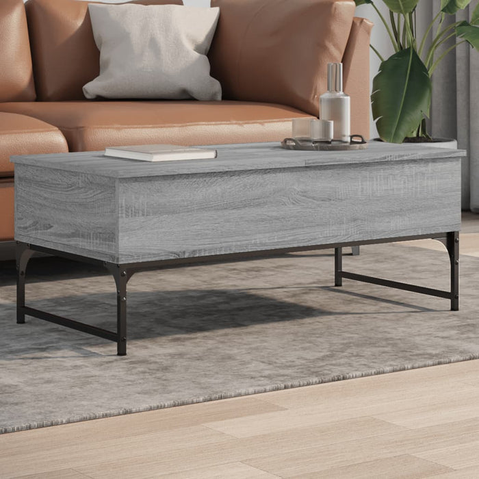 Coffee Table Grey Sonoma 100x50x40 cm Engineered Wood and Metal