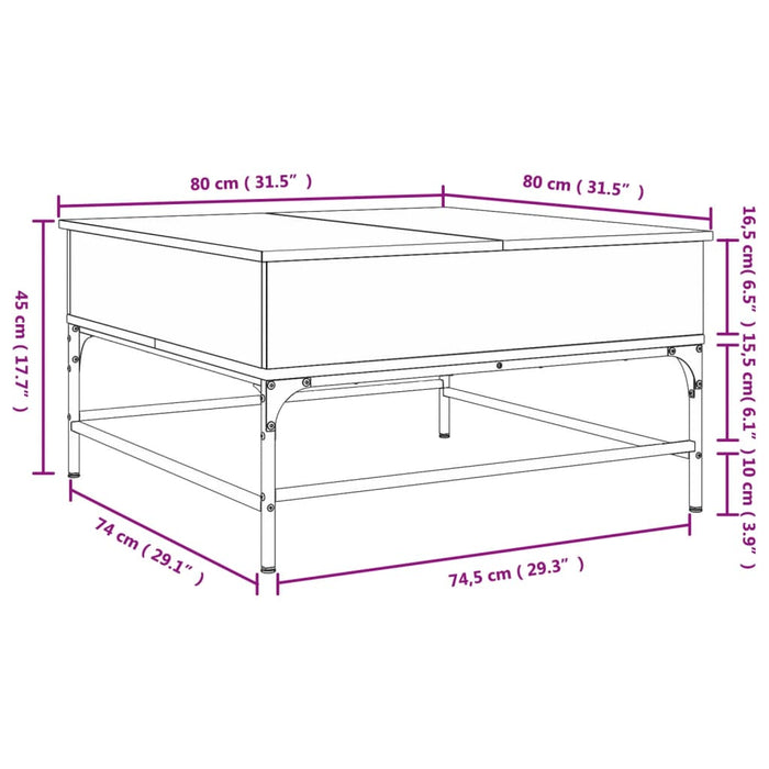 Masuta Neagra 80x80x45 cm Lemn si Metal