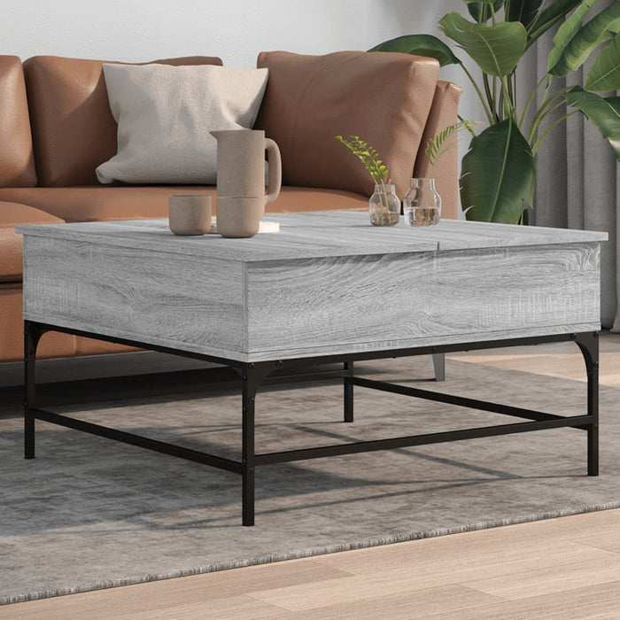 Coffee Table Grey Sonoma 80x80x45 cm Engineered Wood and Metal