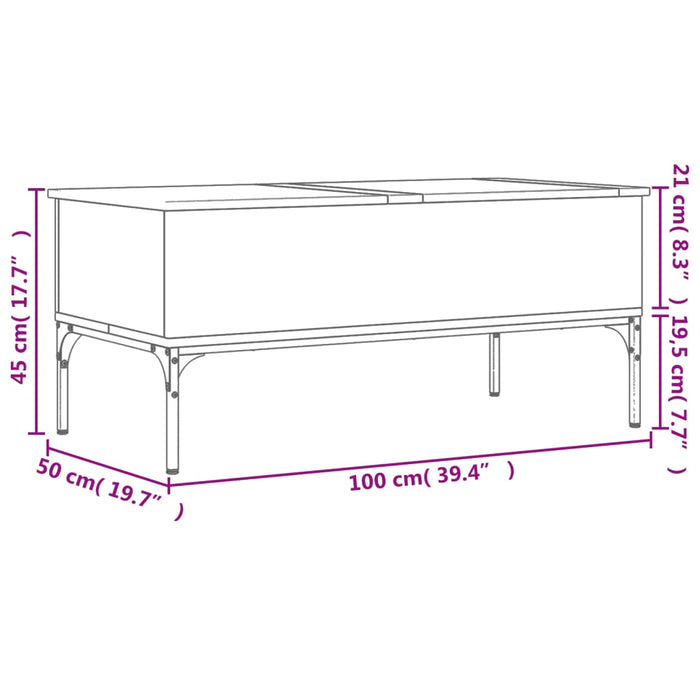 Masuta Neagra 100x50x45 cm Lemn si Metal