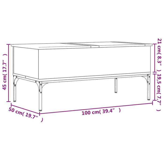 Masuta de cafea Gri Sonoma 100x50x45 cm Lemn si Metal