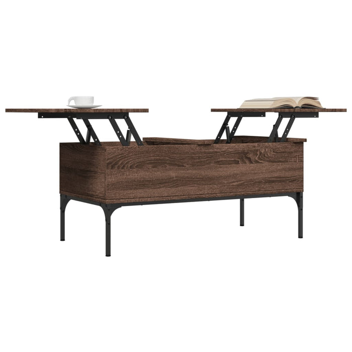 Coffee Table Brown Oak 100x50x45 cm Engineered Wood and Metal