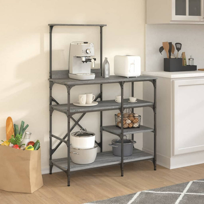 Baker's Rack Grey Sonoma 90x40x132 cm Engineered Wood and Metal