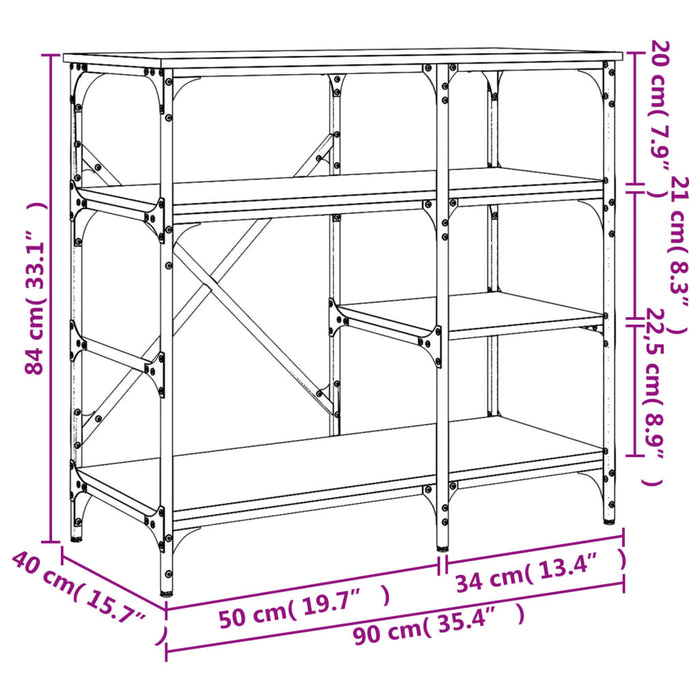 Стелаж за хлебарство Черен 90x40x84 cm Проектирано дърво и метал