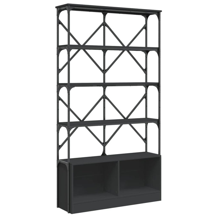 Bibliotecă neagră 100x26x180 cm Lemn și metal prelucrat