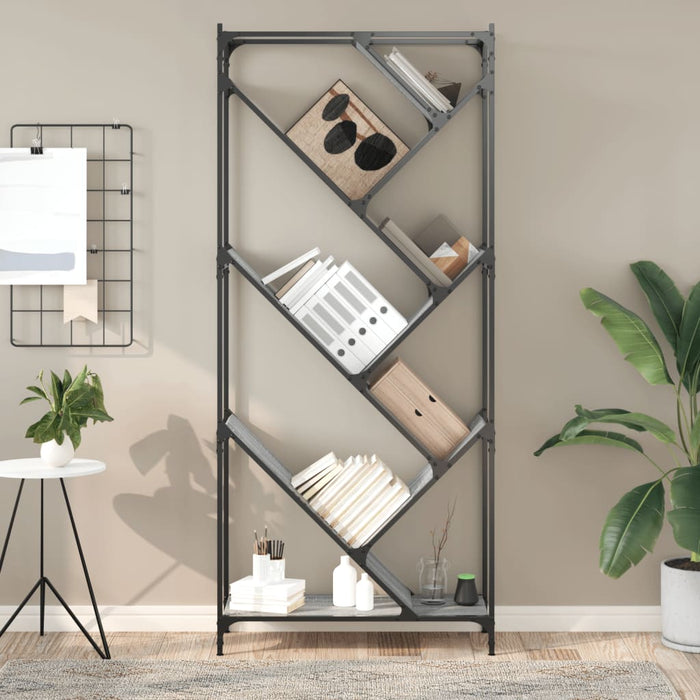 Bookcase Grey Sonoma 79x30x180 cm Engineered Wood and Metal