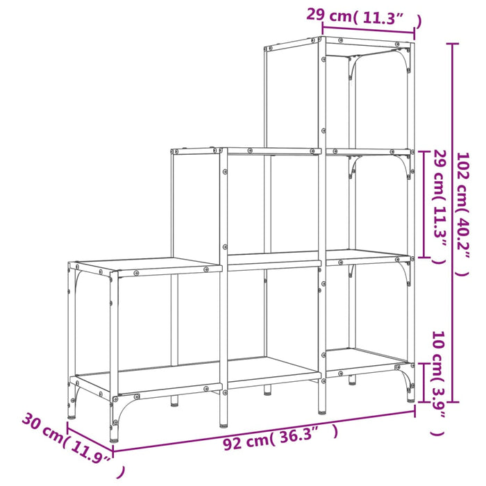 Bibliotecă neagră 92x30x102 cm Lemn și metal prelucrat