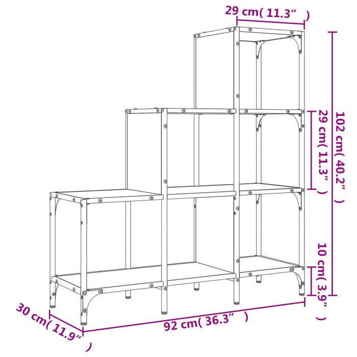 Bibliotecă Stejar Sonoma 92x30x102 cm Lemn prelucrat și metal