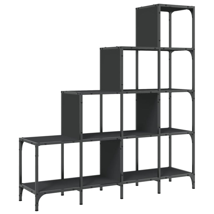 Bibliotecă neagră 122x30x132 cm Lemn și metal prelucrat