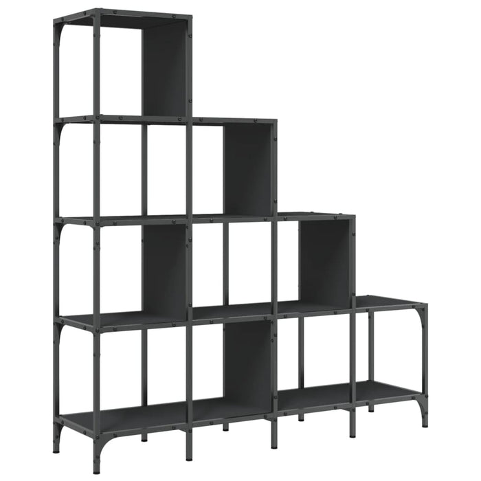 Bibliotecă neagră 122x30x132 cm Lemn și metal prelucrat