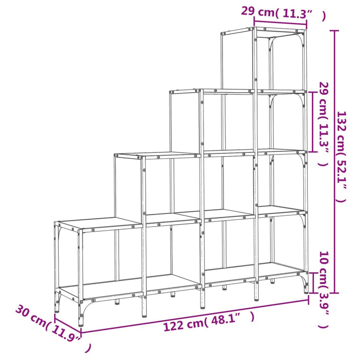 Bibliotecă neagră 122x30x132 cm Lemn și metal prelucrat