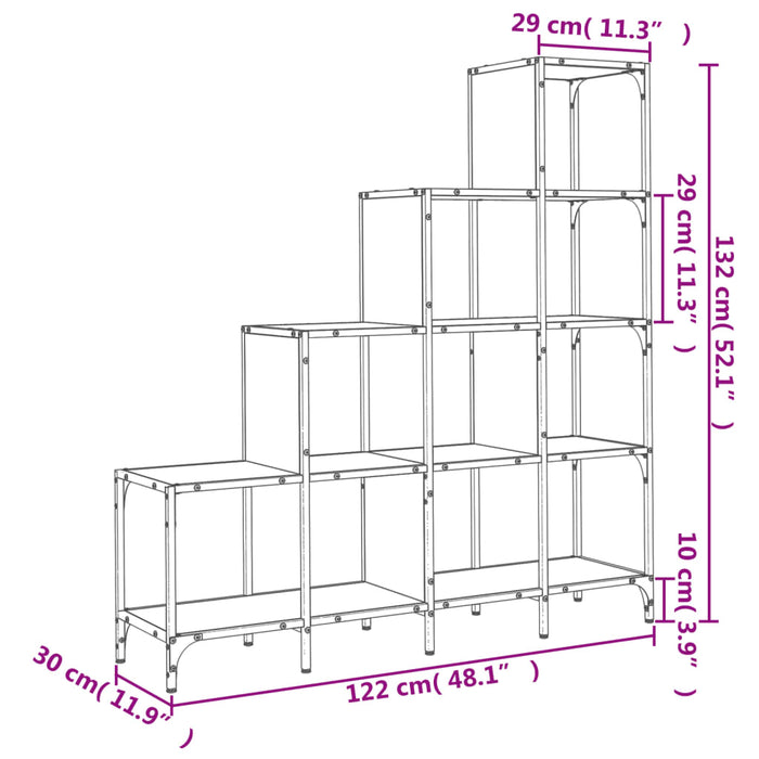 Bibliotecă Stejar Sonoma 122x30x132 cm Lemn prelucrat și metal