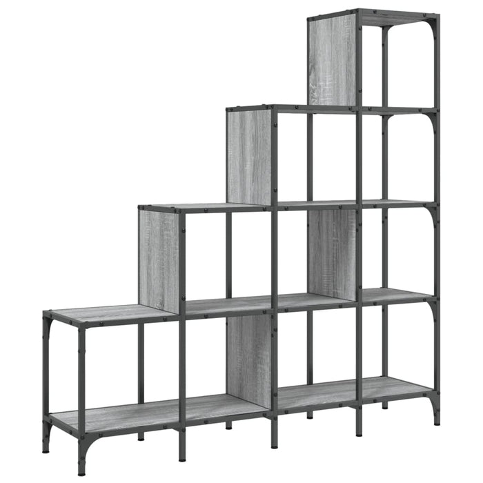 Bibliotecă Gri Sonoma 122x30x132 cm Lemn și metal prelucrat