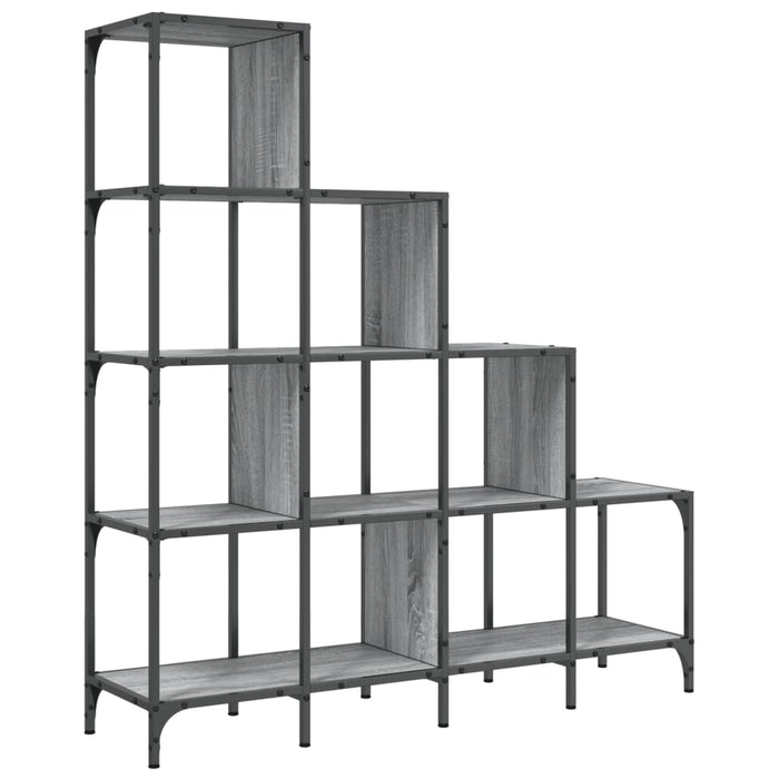 Bibliotecă Gri Sonoma 122x30x132 cm Lemn și metal prelucrat