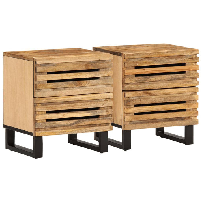 Bedside Cabinets 2 pcs 40x34x46 cm Solid Wood Rough Mango