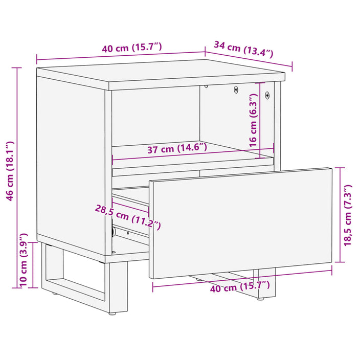 Bedside Cabinets 2 pcs 40x33x46 cm Solid Wood Rough Mango