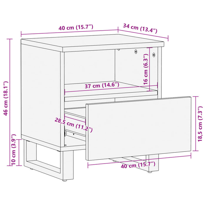 Bedside Cabinets 2 pcs 40x33x46 cm Solid Wood Mango