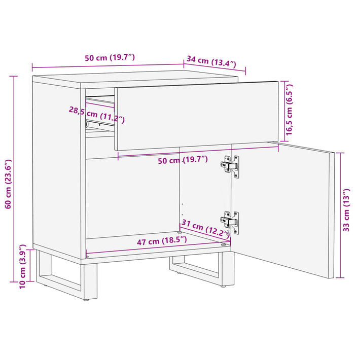 Нощно Шкафче 50x34x60 см Акация Масив