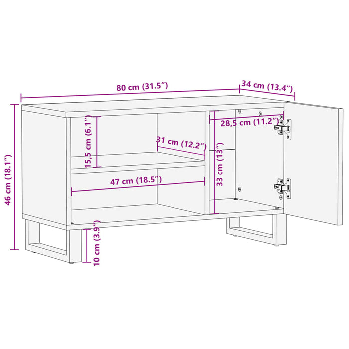 TV Cabinet 80x34x46 cm Solid Wood Acacia