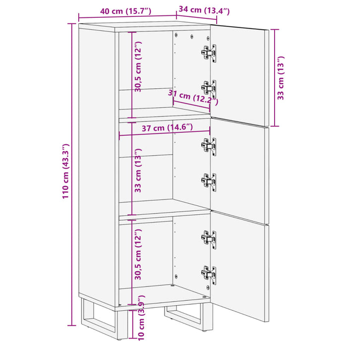 Highboard 40x34x110 cm Solid Wood Acacia