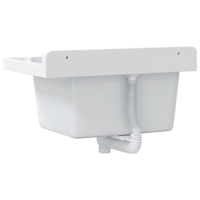 Sink Washbasin for Wall Mounting White 50x35x24 cm Resin