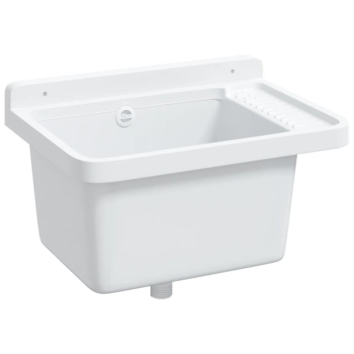 Sink Washbasin for Wall Mounting White 50x35x24 cm Resin