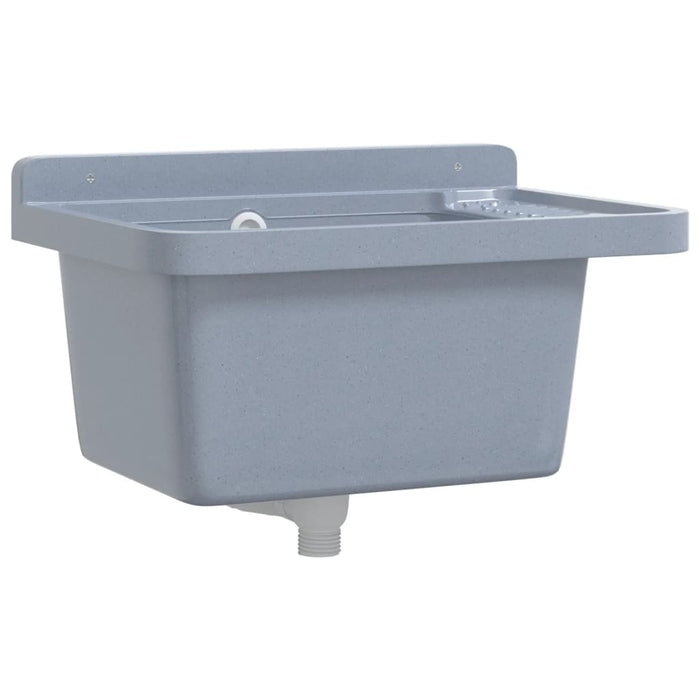 Sink Washbasin for Wall Mounting Grey 50x35x24 cm Resin