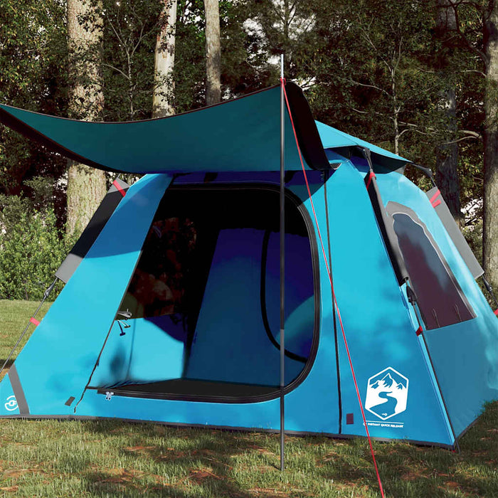 Camping Tent Dome 4-Person Blue Quick Release