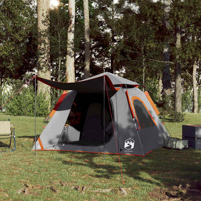 Camping Tent Dome 4-Person Grey and Orange Quick Release