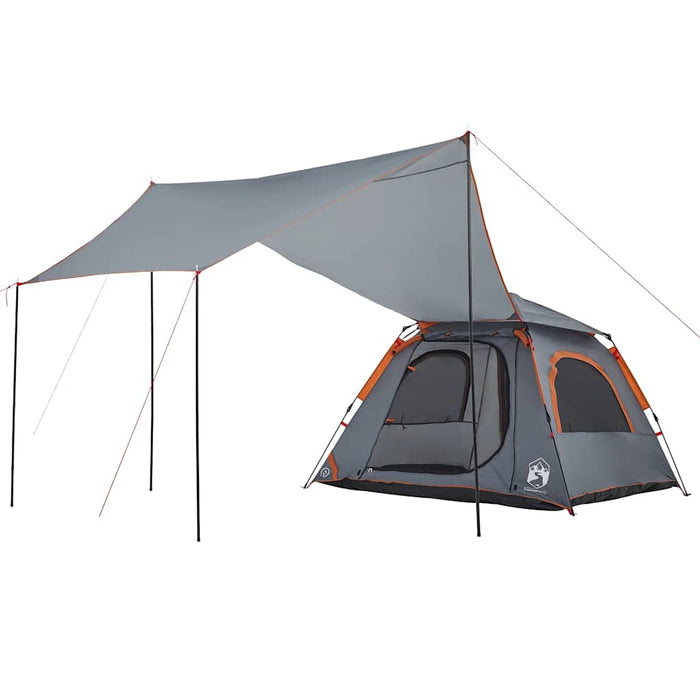 Camping Tent Dome 4-Person Grey and Orange Quick Release