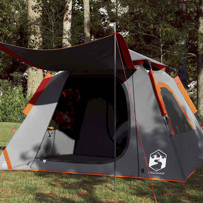 Camping Tent Dome 4-Person Grey and Orange Quick Release