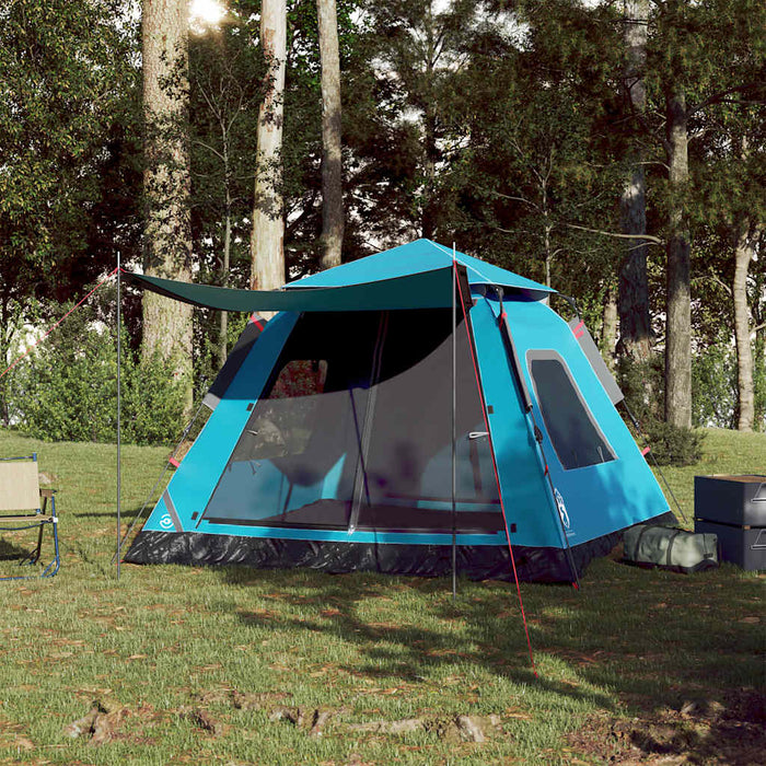 Cort de camping Dome pentru 5 persoane, cu eliberare rapidă albastră